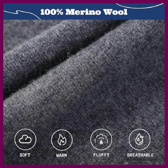 100% Merino Wool Balaclava Hooded Scarf Hat Set Winter Warm Knit Unisex main image 4